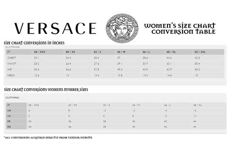 versace jeans t shirt size guide|Versace size conversion chart.